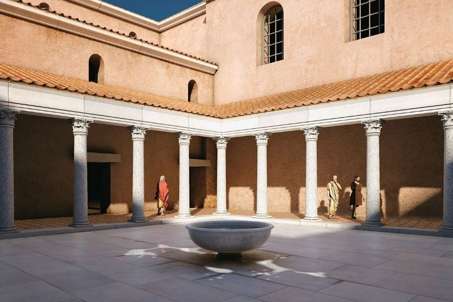 Reconstruction image of ancient Greek central building complex. Source: YouGoCulture