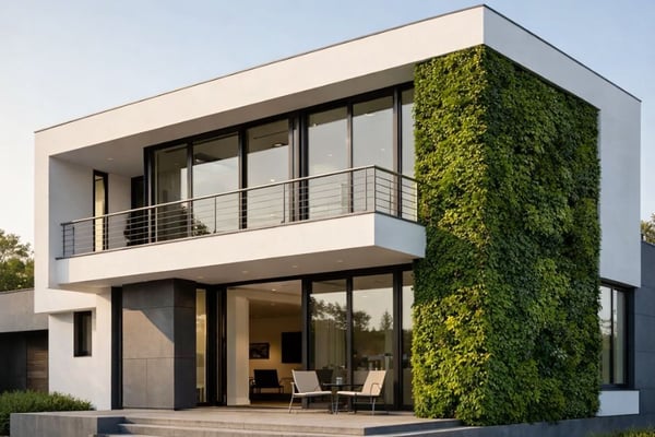 Bauhaus building with a living wall