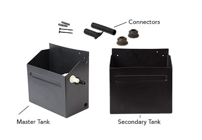 Different components of GrowUp Greenwalls tank system