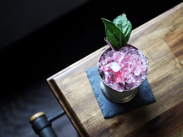 Jar of basil, cranberry and mint julep | GrowUp Vertical Farming