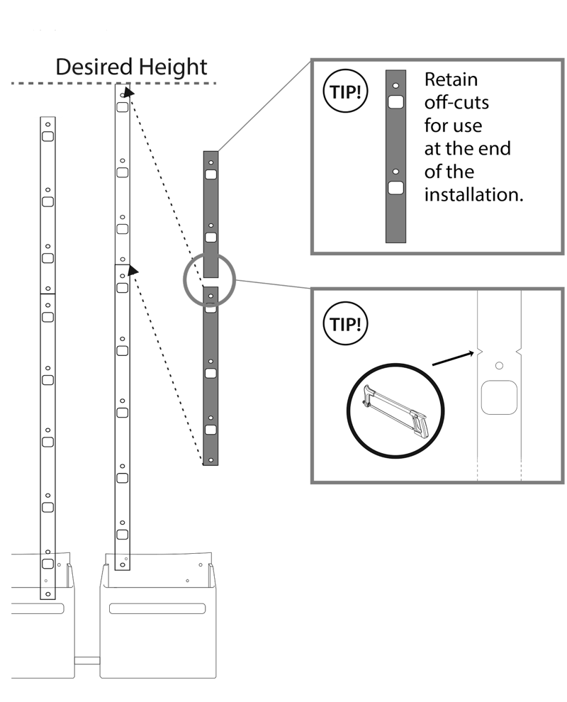 Diagram of stacking the rails