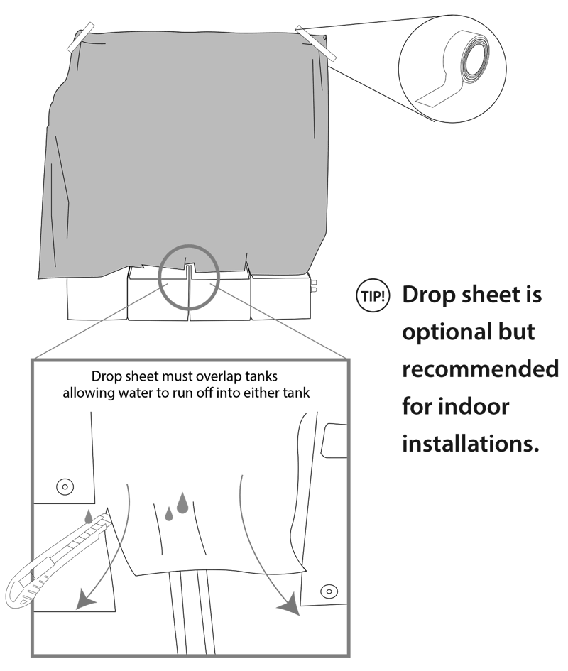 Diagram of mounting the drop sheet