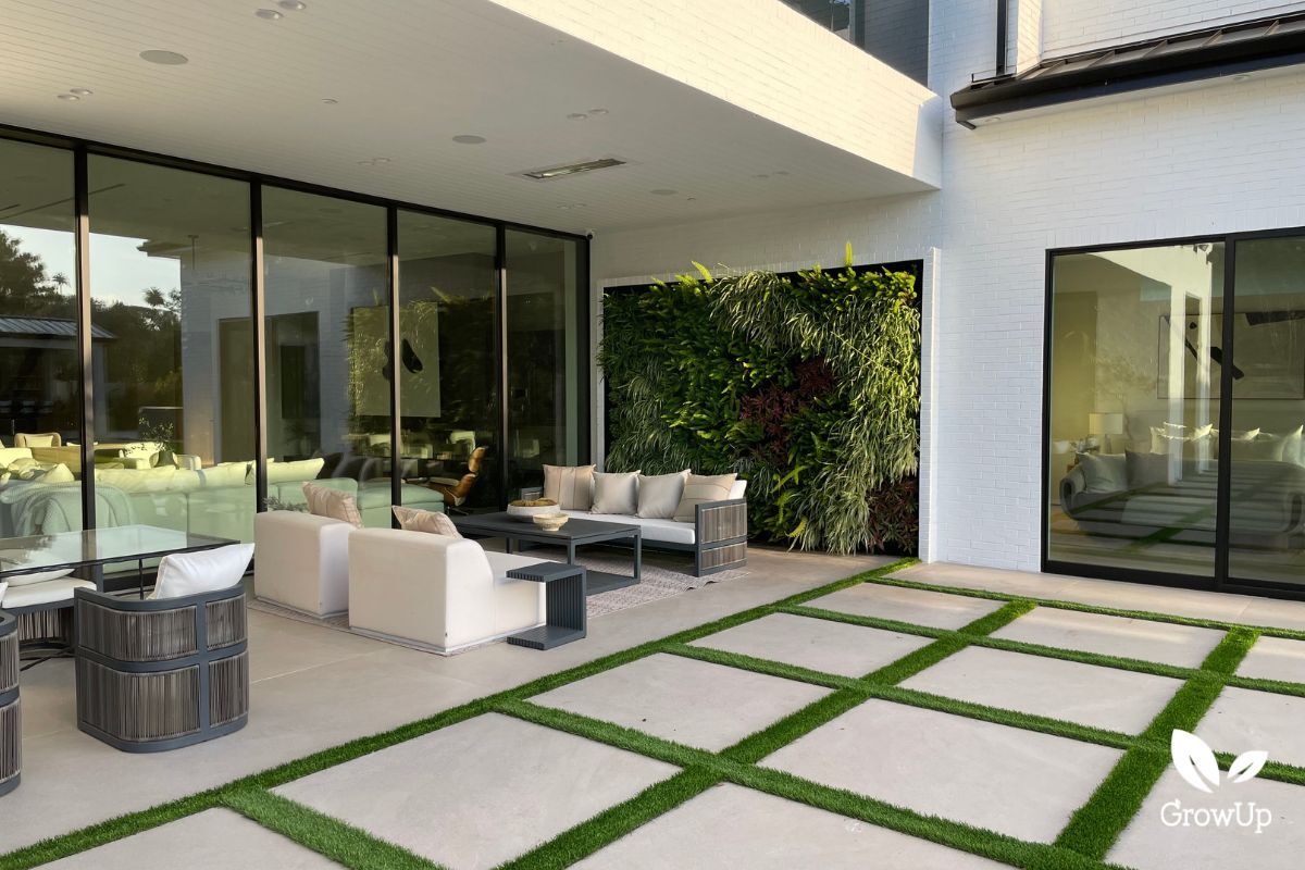 Modern patio with turf accents
