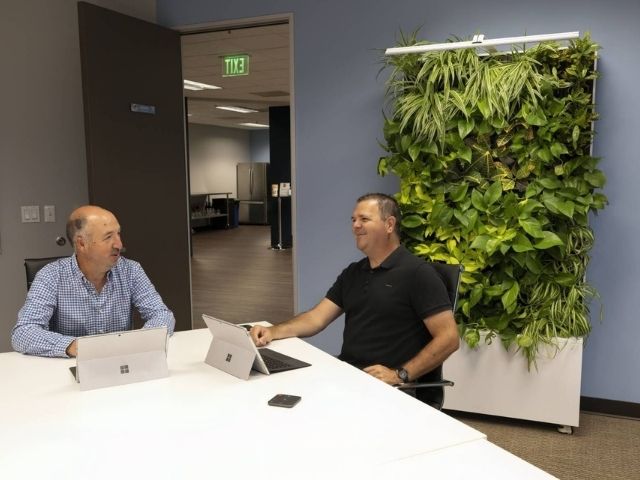 pre-built living wall in an office