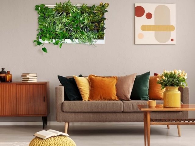 pre-built greenwall in a living room