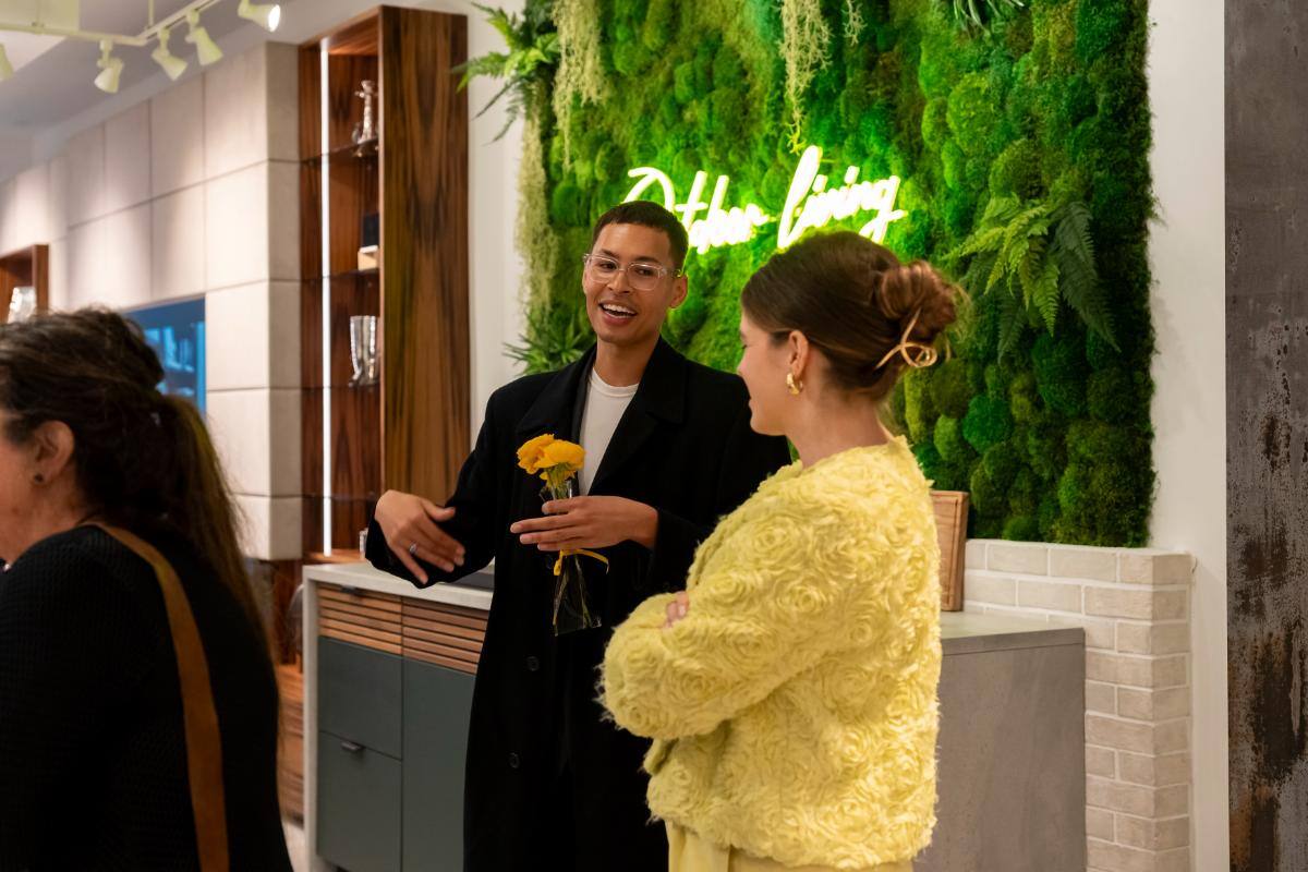 Moss Wall with LED sign at an event