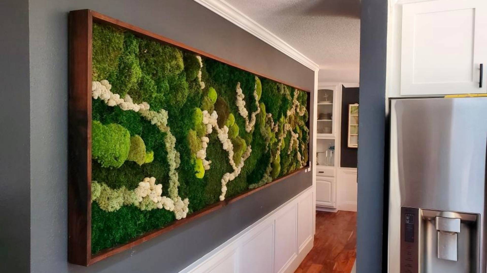 indoor kitchen space moss wall