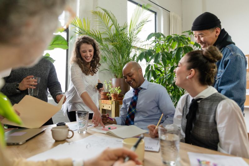 Team working together in an office