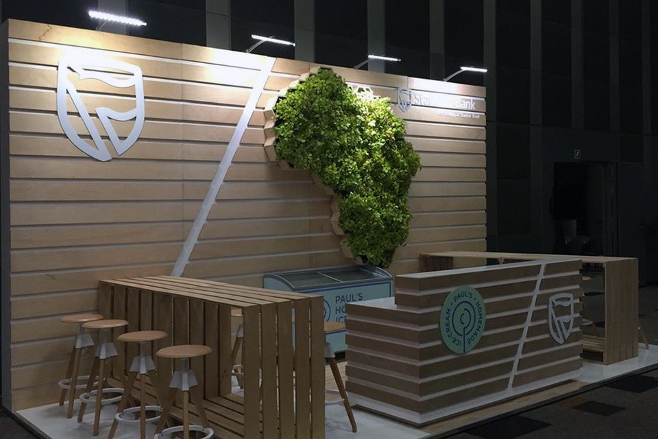 bank reception with living wall 